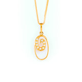 22KT YELLOW GOLD STONE STUDDED PENDANT (PE0000065)