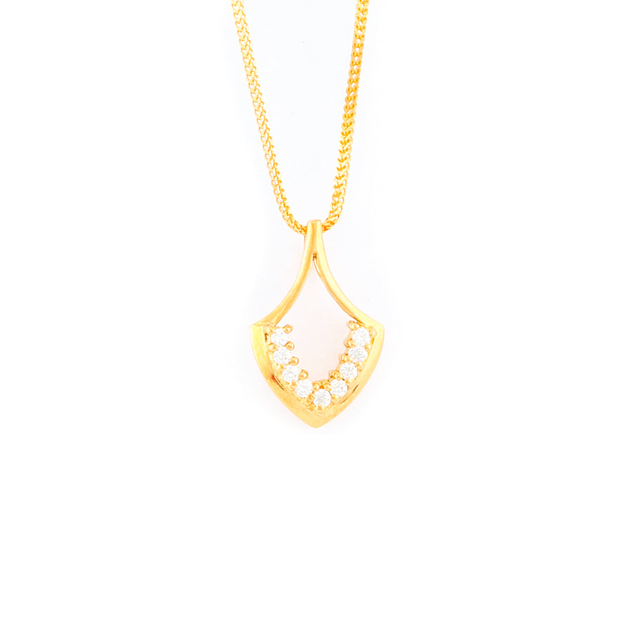 22KT YELLOW GOLD STONE STUDDED PENDANT (PE0000406)