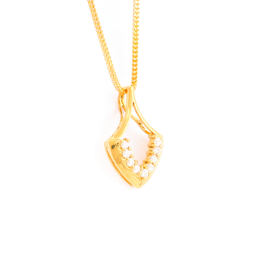 22KT YELLOW GOLD STONE STUDDED PENDANT (PE0000406)