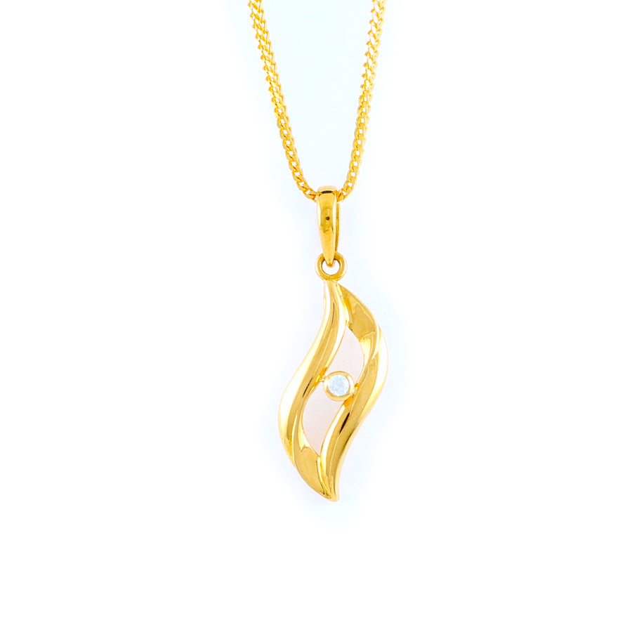 22KT YELLOW GOLD STONE STUDDED PENDANT (PE0000765)