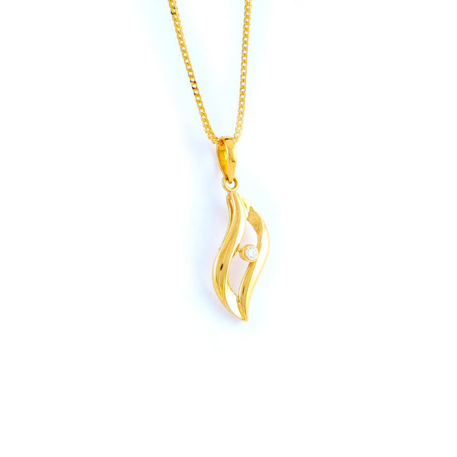 22KT YELLOW GOLD STONE STUDDED PENDANT (PE0000765)