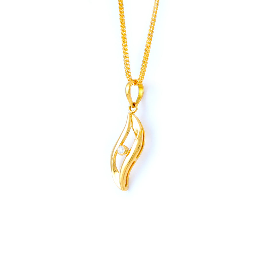 22KT YELLOW GOLD STONE STUDDED PENDANT (PE0000765)