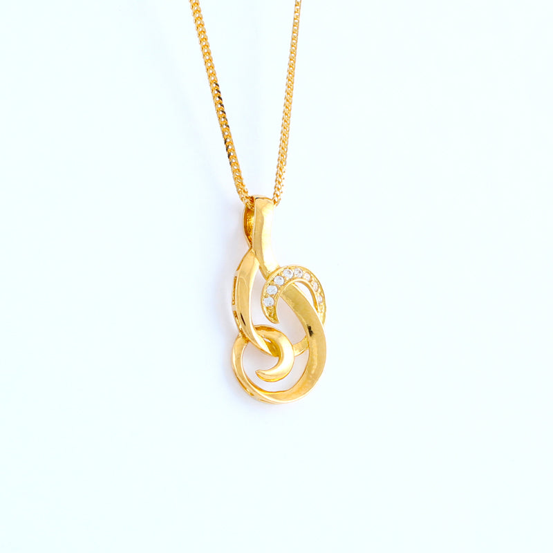 22K YELLOW GOLD STONE STUDDED PENDANT WITH STONE (PE0001392)