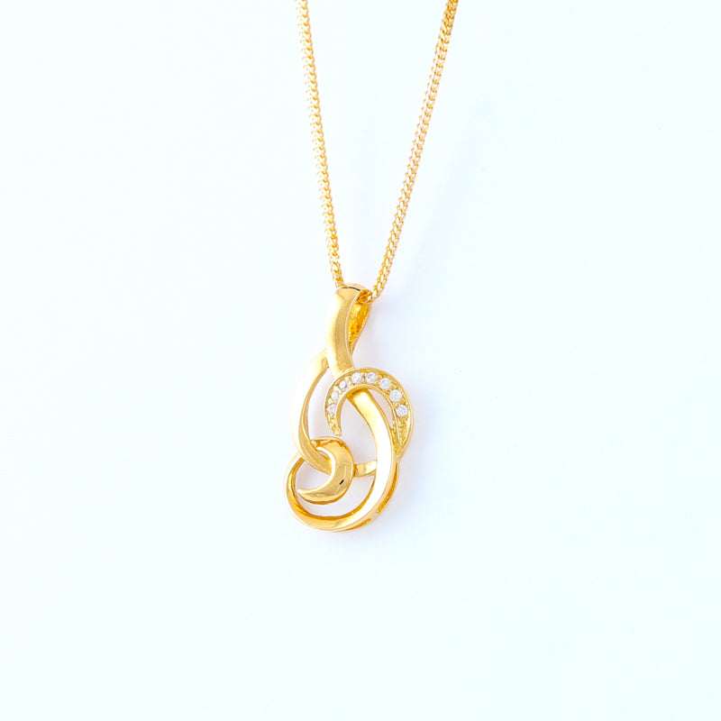 22K YELLOW GOLD STONE STUDDED PENDANT WITH STONE (PE0001392)