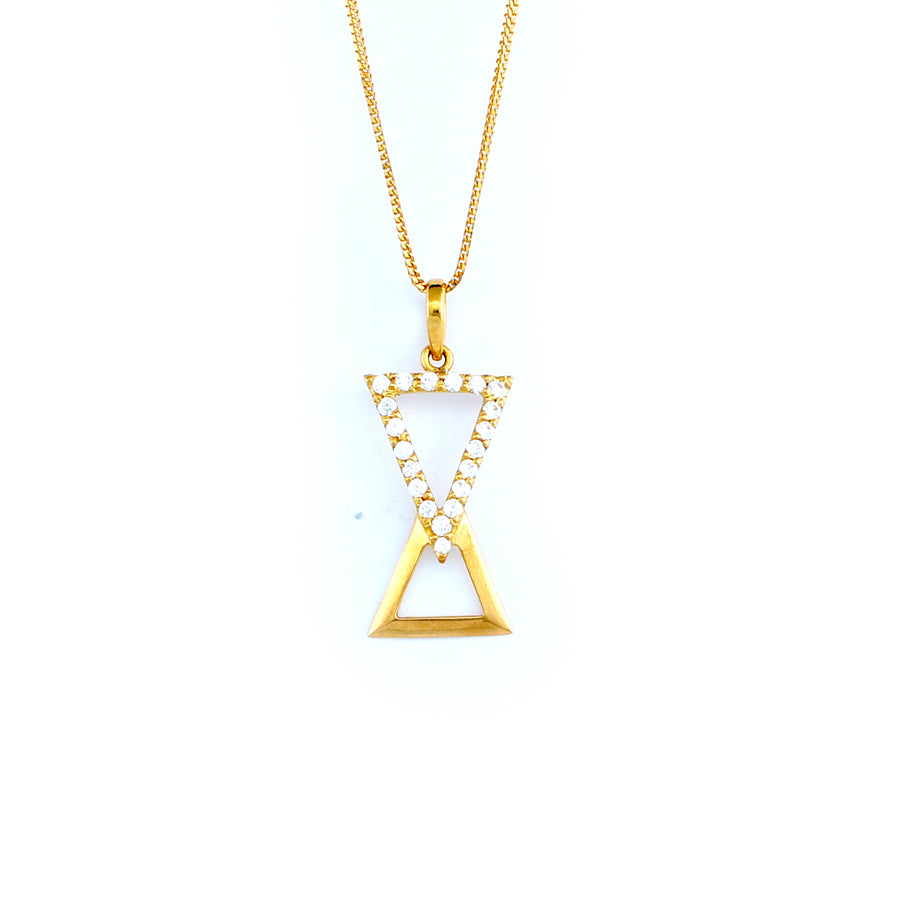 22KT YELLOW GOLD STONE STUDDED PENDANT (PE0001469)