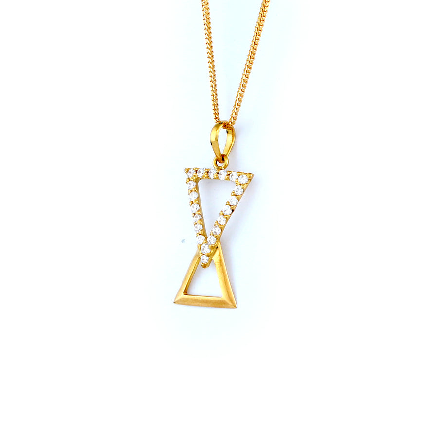 22KT YELLOW GOLD STONE STUDDED PENDANT (PE0001469)