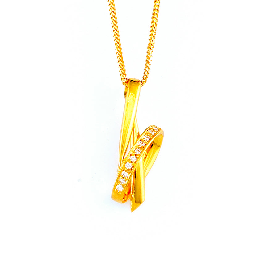 22KT YELLOW GOLD STONE STUDDED PENDANT (PE0001512)