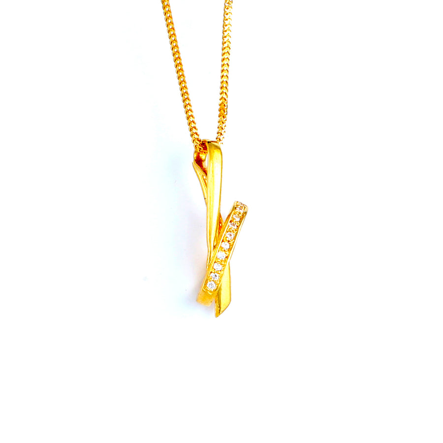 22KT YELLOW GOLD STONE STUDDED PENDANT (PE0001512)