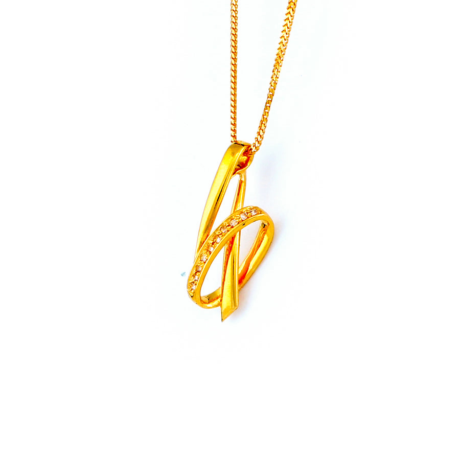 22KT YELLOW GOLD STONE STUDDED PENDANT (PE0001512)