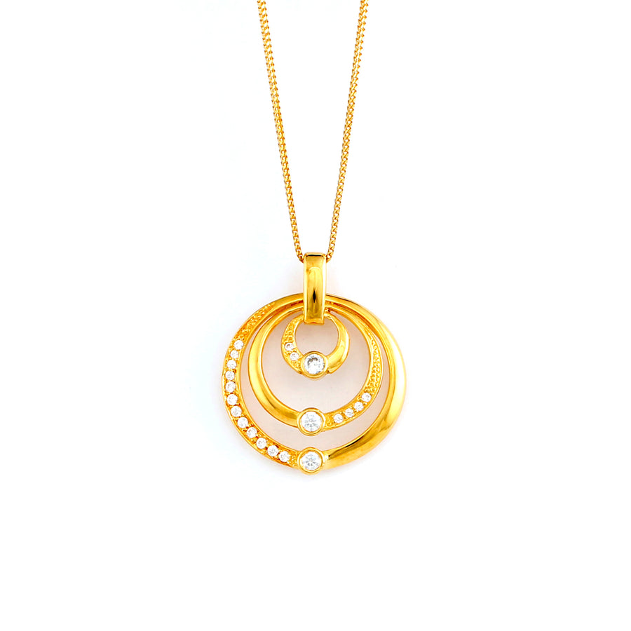 22KT YELLOW GOLD STONE STUDDED PENDANT (PE0001515)