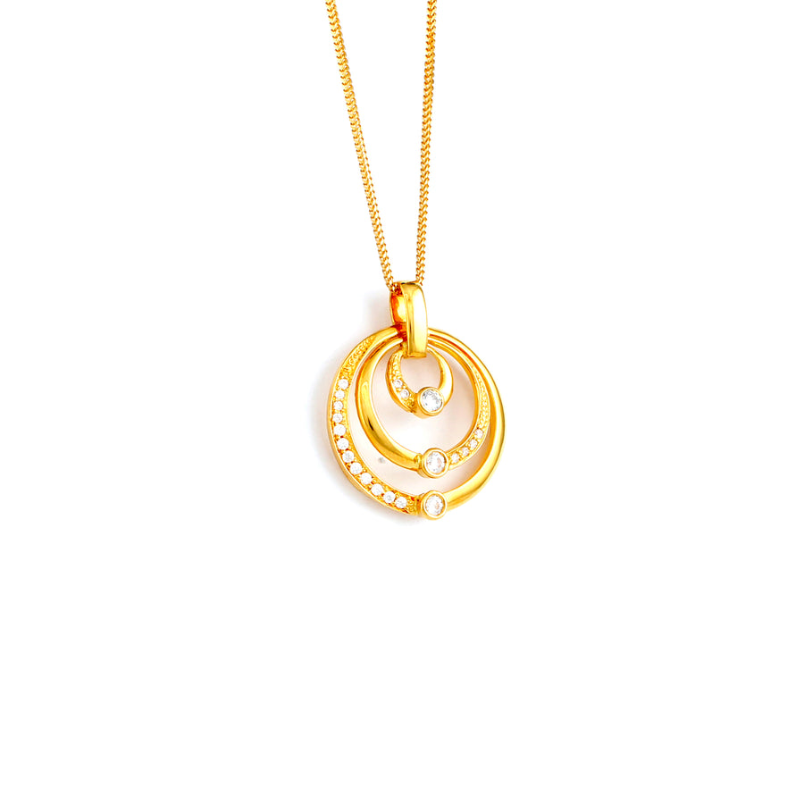 22KT YELLOW GOLD STONE STUDDED PENDANT (PE0001515)