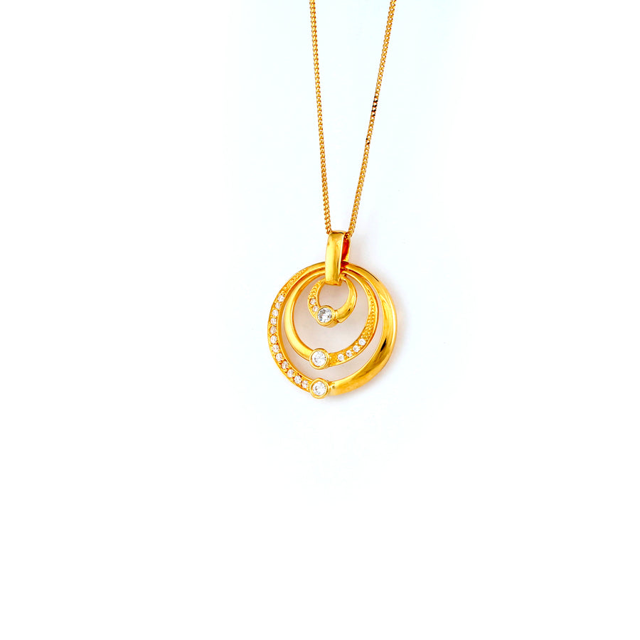 22KT YELLOW GOLD STONE STUDDED PENDANT (PE0001515)