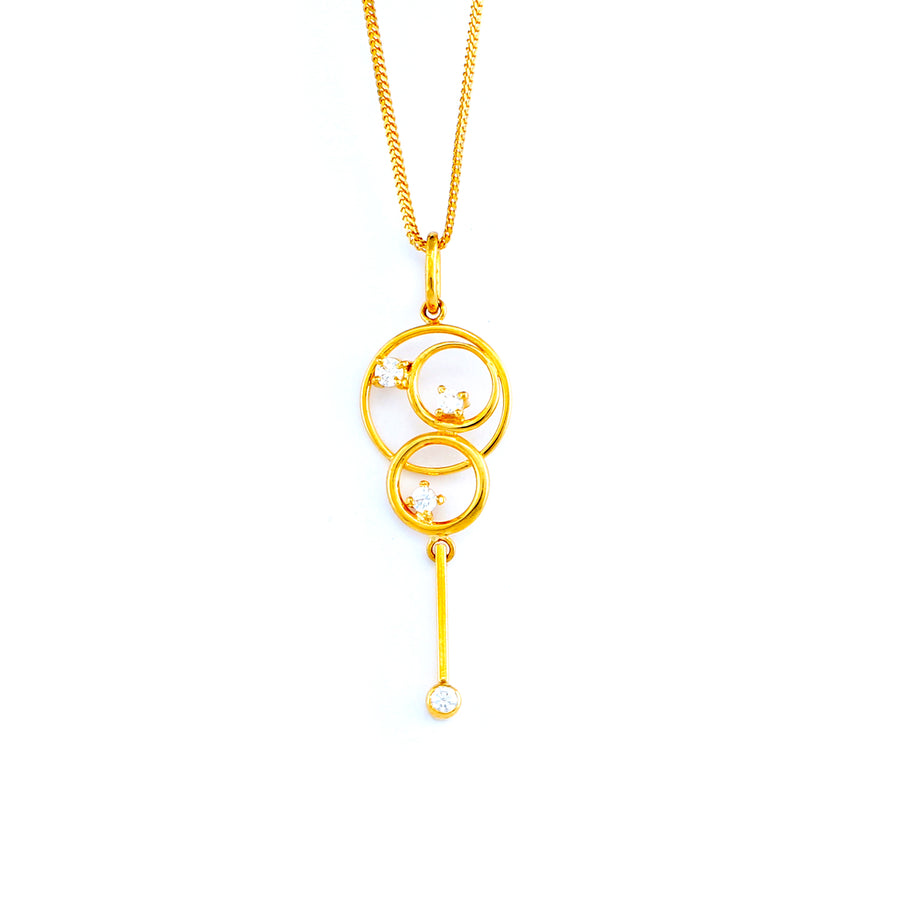 22KT YELLOW GOLD STONE STUDDED PENDANT (PE0001517)