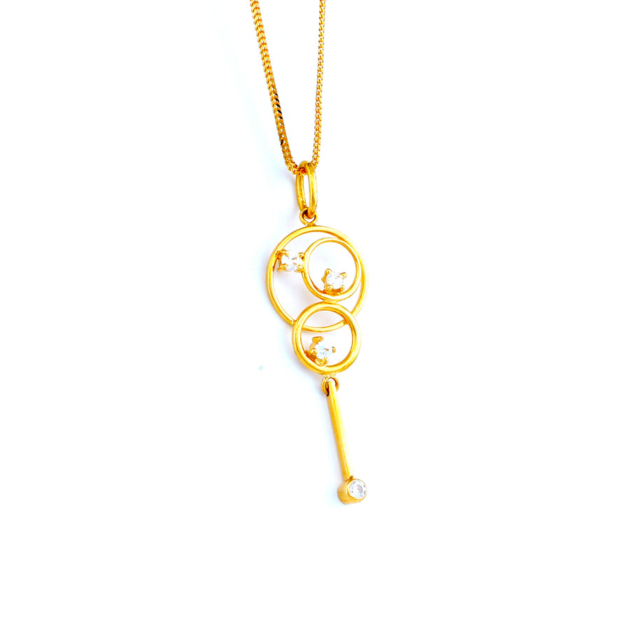 22KT YELLOW GOLD STONE STUDDED PENDANT (PE0001517)