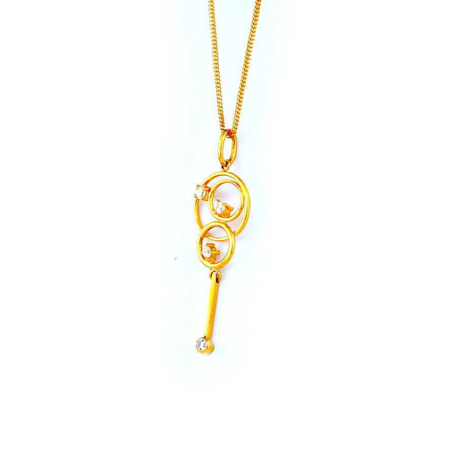 22KT YELLOW GOLD STONE STUDDED PENDANT (PE0001517)