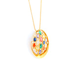 22KT YELLOW GOLD STONE STUDDED PENDANT (PE0001541)
