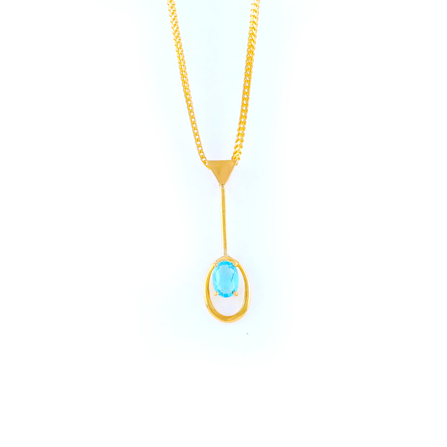 22KT YELLOW GOLD STONE STUDDED PENDANT (PE0001564)