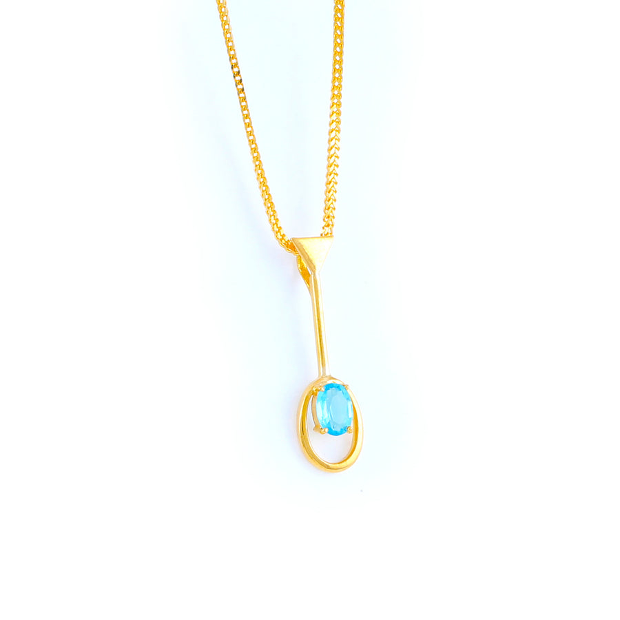 22KT YELLOW GOLD STONE STUDDED PENDANT (PE0001564)
