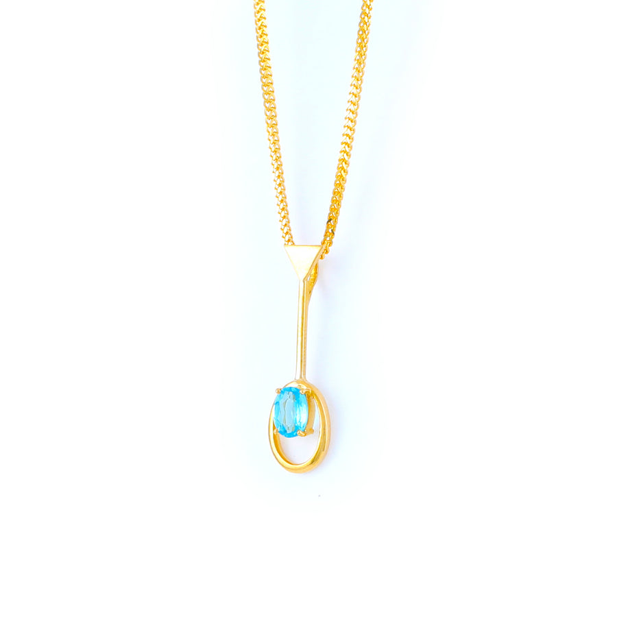 22KT YELLOW GOLD STONE STUDDED PENDANT (PE0001564)