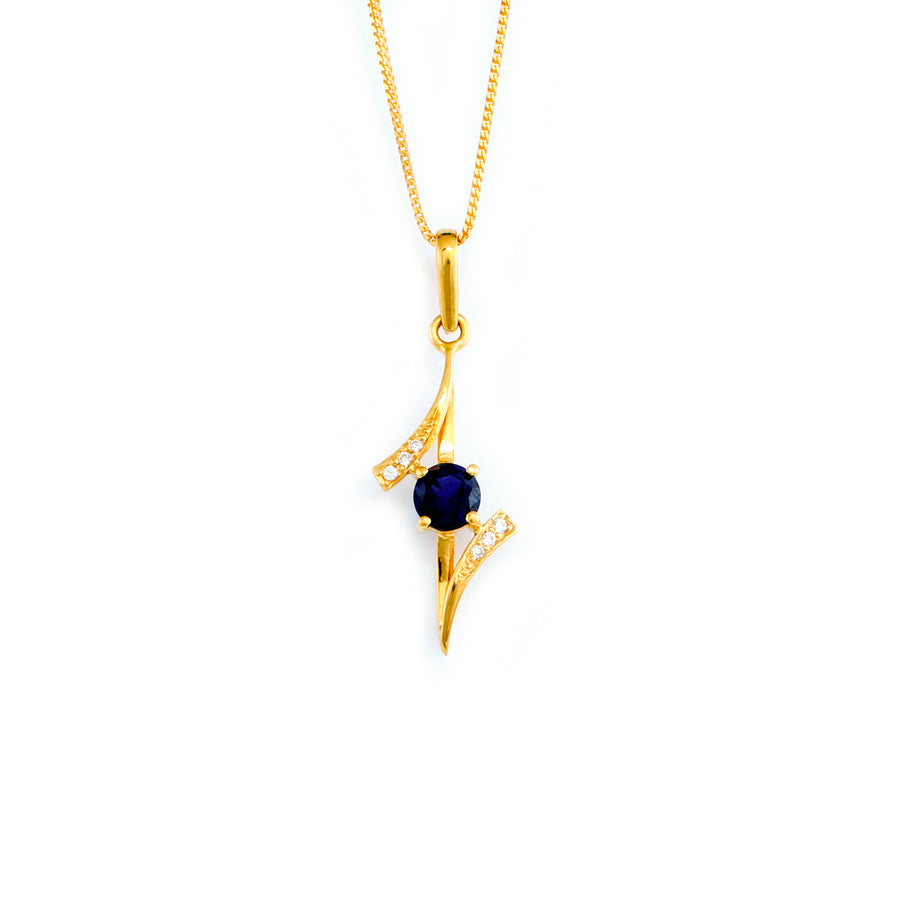 22KT YELLOW GOLD STONE STUDDED PENDANT (PE0001565)