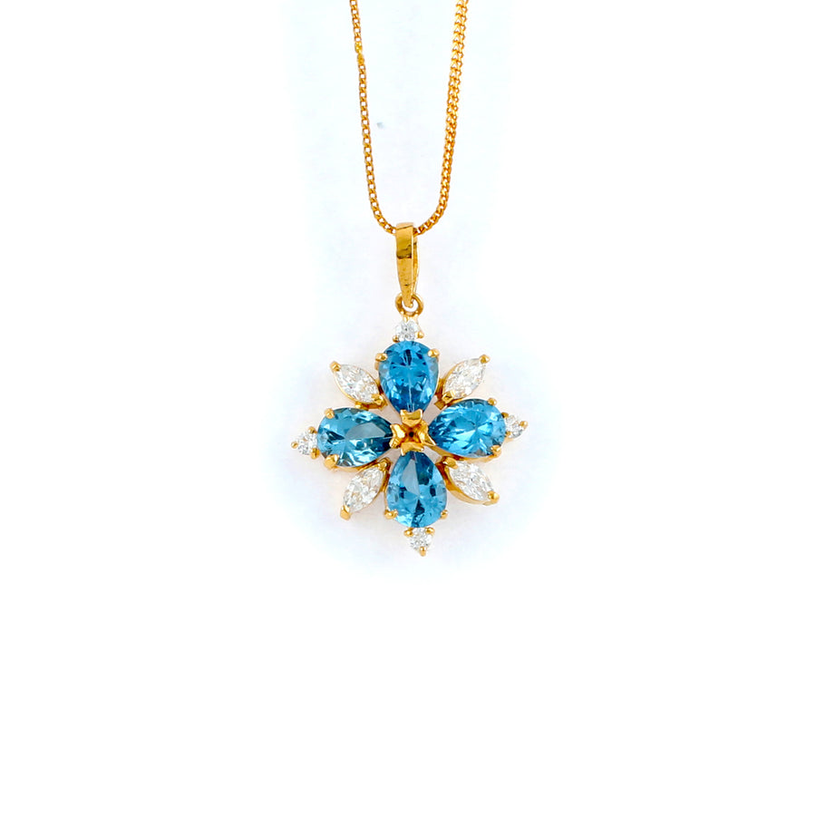 22KT YELLOW GOLD STONE STUDDED PENDANT (PE0001583)