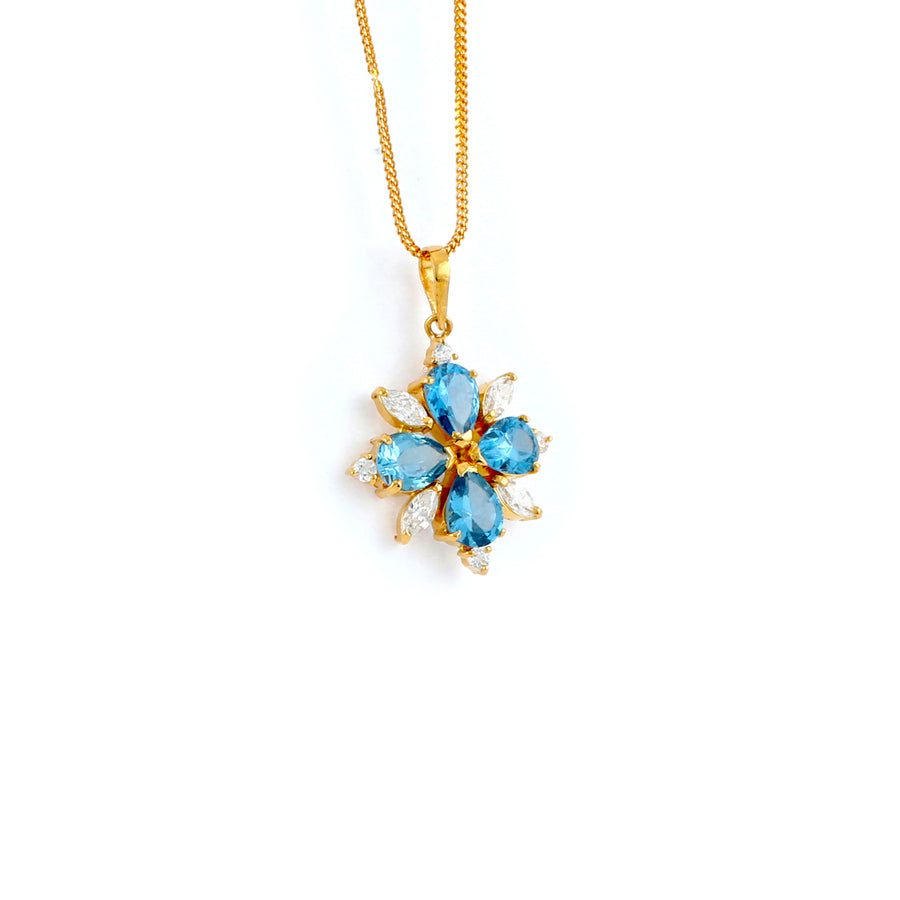 22KT YELLOW GOLD STONE STUDDED PENDANT (PE0001583)