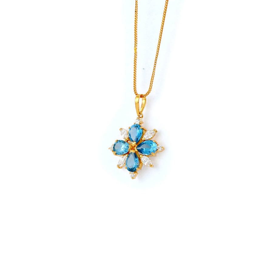 22KT YELLOW GOLD STONE STUDDED PENDANT (PE0001583)