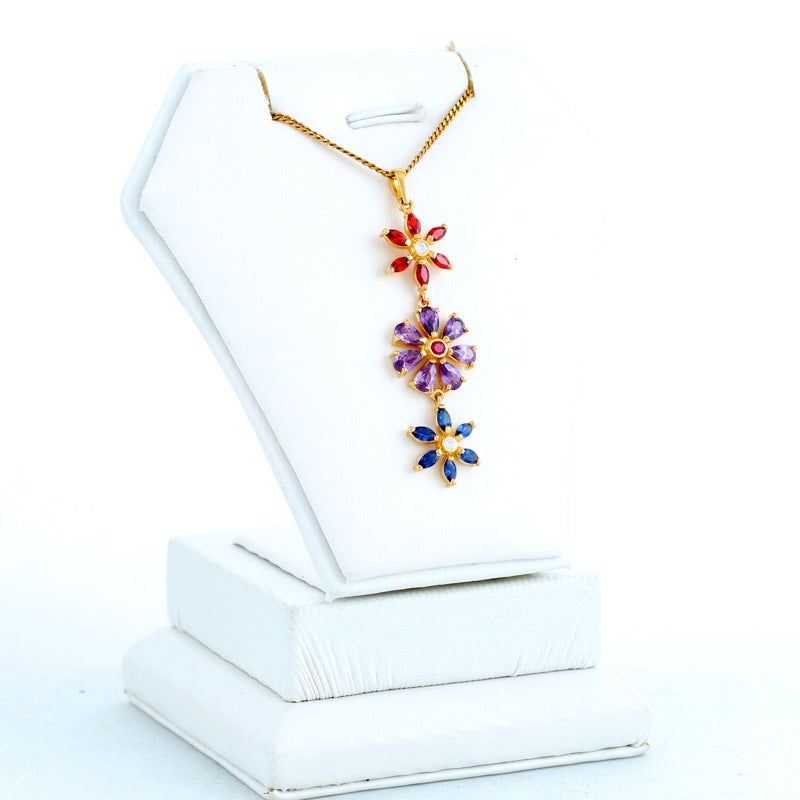 22KT YELLOW GOLD STONE STUDDED PENDANT (PE0001613)