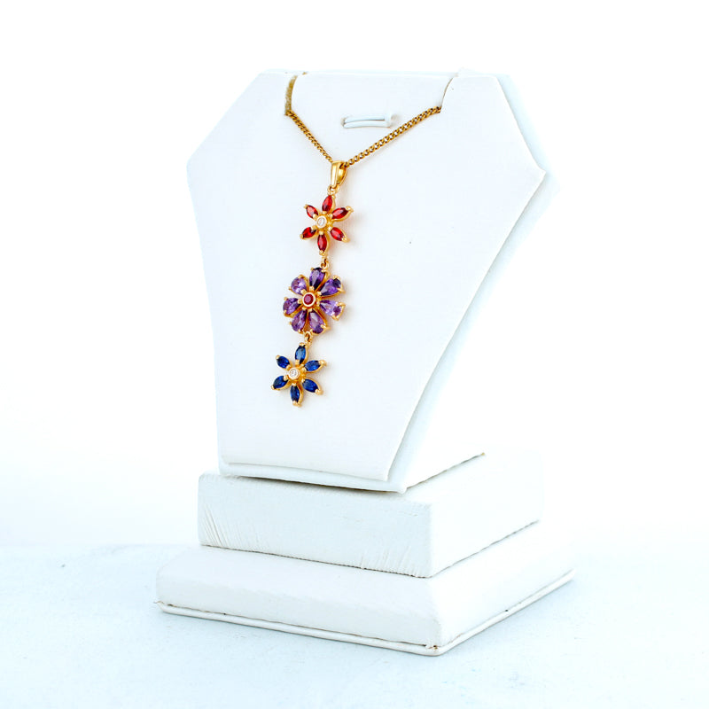 22KT YELLOW GOLD STONE STUDDED PENDANT (PE0001613)