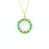 22KT YELLOW GOLD STONE STUDDED PENDANT (PE0001621)