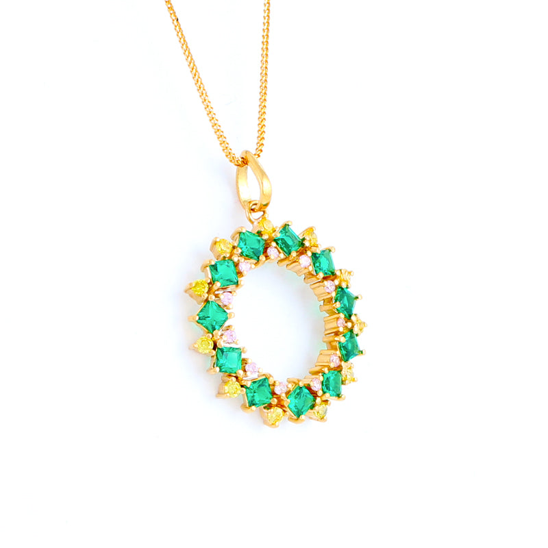 22KT YELLOW GOLD STONE STUDDED PENDANT (PE0001621)
