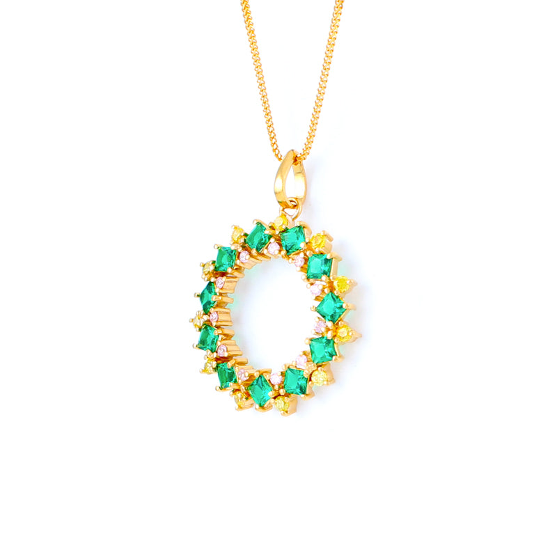 22KT YELLOW GOLD STONE STUDDED PENDANT (PE0001621)
