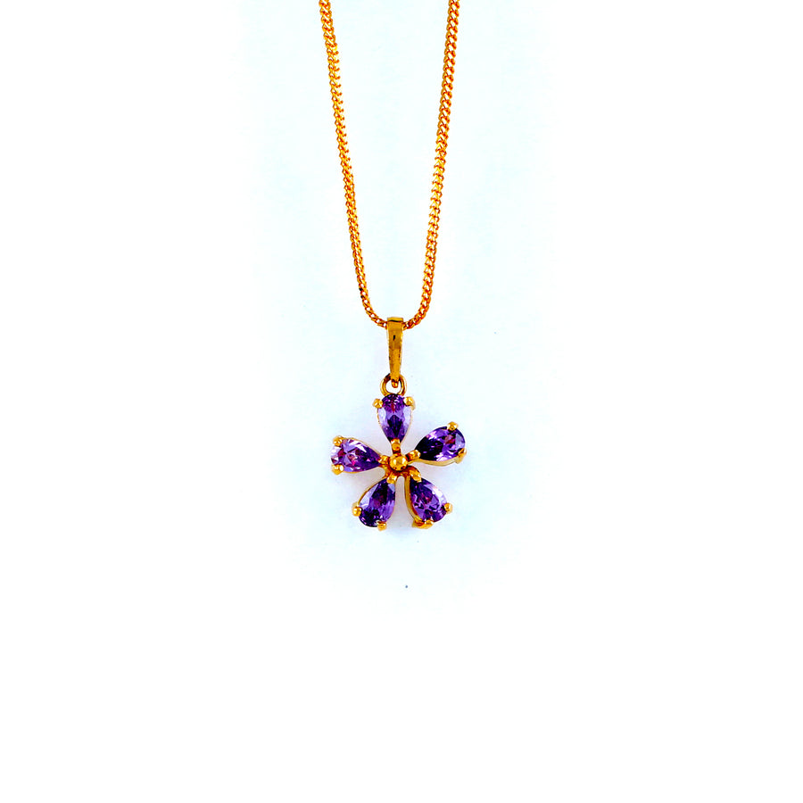 22KT YELLOW GOLD STONE STUDDED PENDANT (PE0001626)