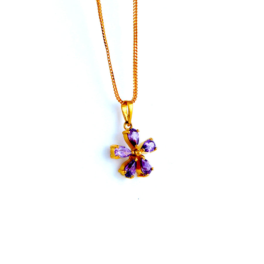 22KT YELLOW GOLD STONE STUDDED PENDANT (PE0001626)