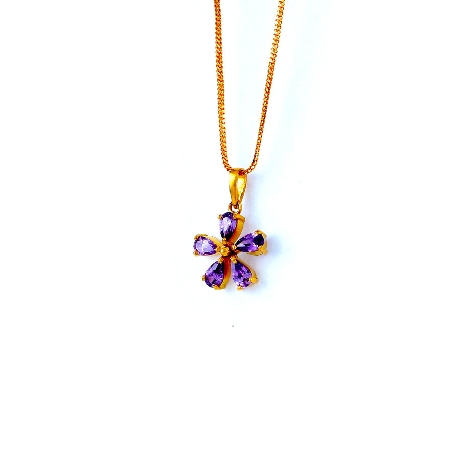 22KT YELLOW GOLD STONE STUDDED PENDANT (PE0001626)