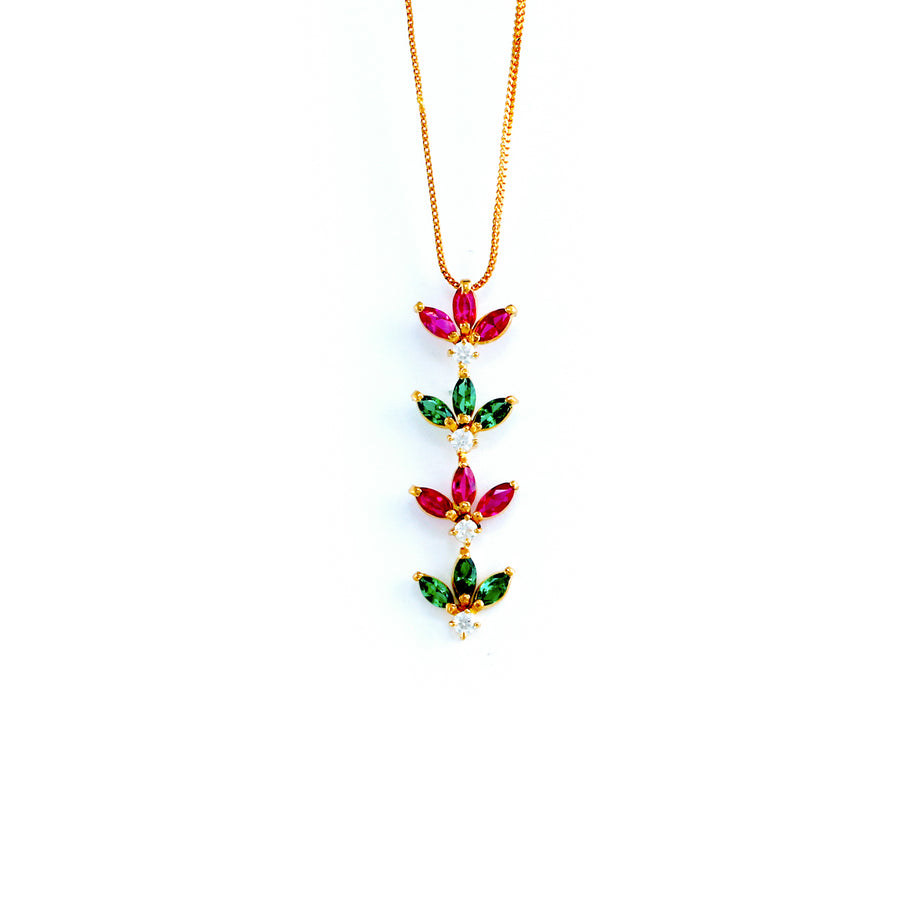 22KT YELLOW GOLD STONE STUDDED PENDANT (PE0001627)