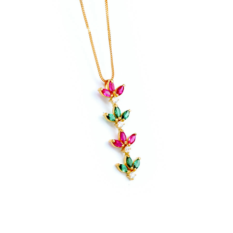 22KT YELLOW GOLD STONE STUDDED PENDANT (PE0001627)