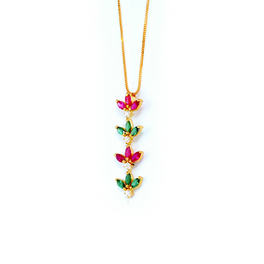 22KT YELLOW GOLD STONE STUDDED PENDANT (PE0001627)