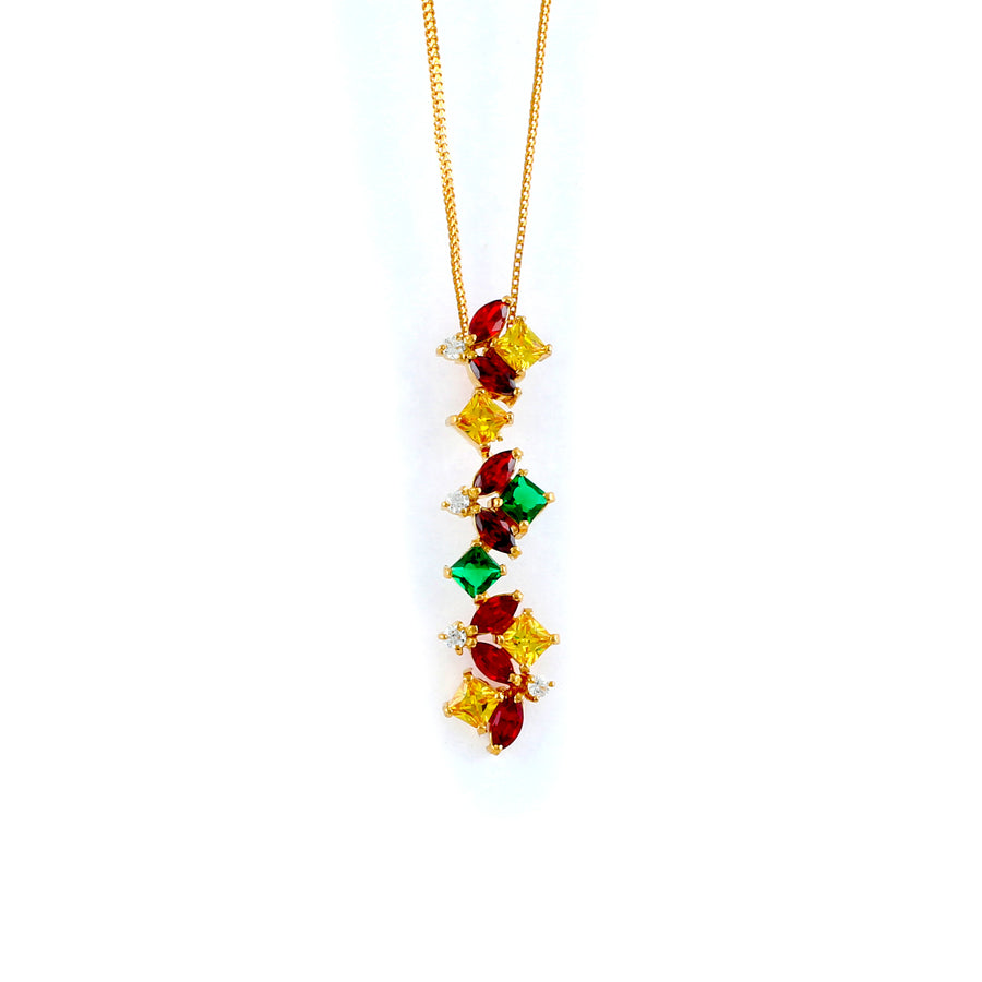22KT YELLOW GOLD STONE STUDDED PENDANT (PE0001629)