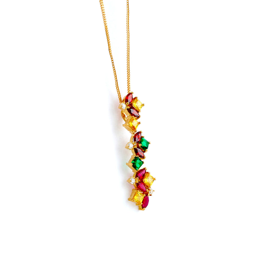 22KT YELLOW GOLD STONE STUDDED PENDANT (PE0001629)