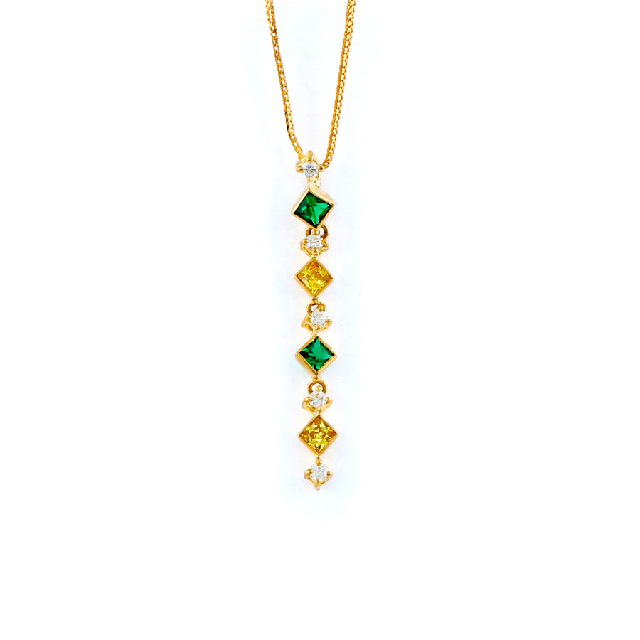 22KT YELLOW GOLD STONE STUDDED PENDANT (PE0001632)
