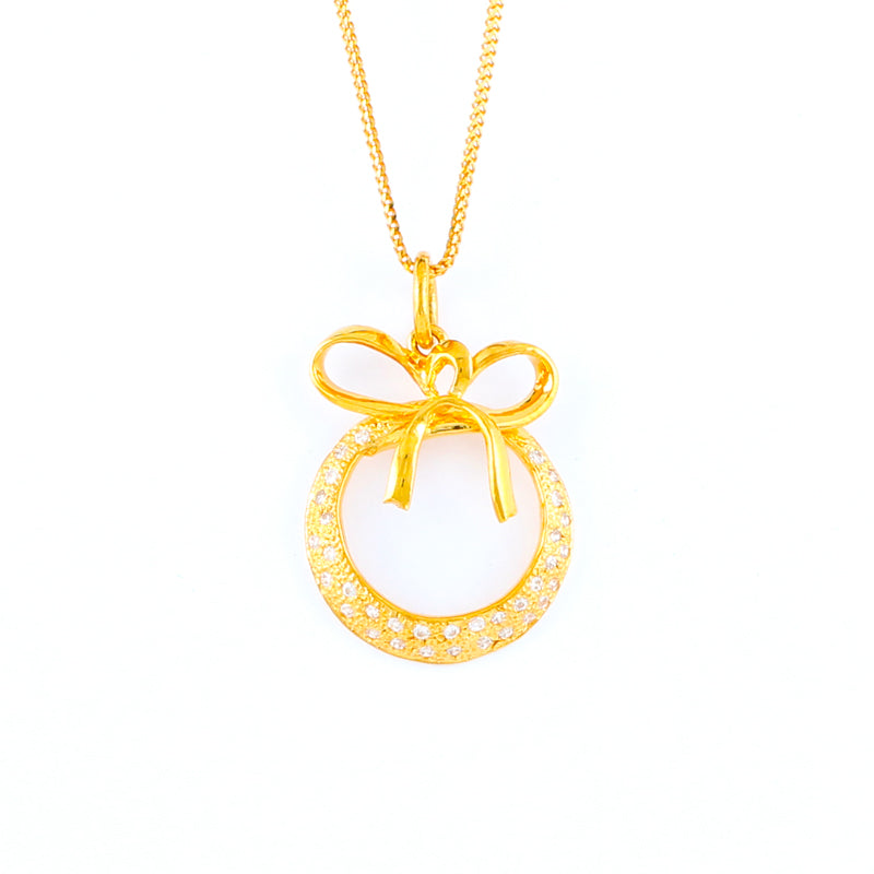 22KT YELLOW GOLD STONE STUDDED PENDANT (PE0001667)