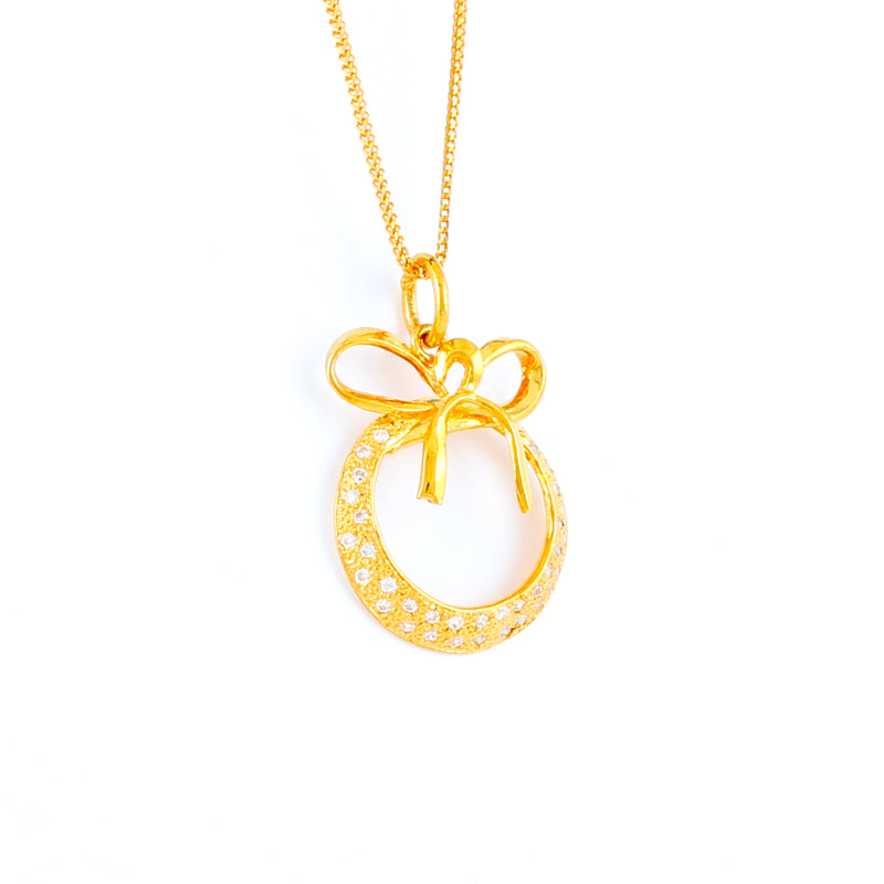 22KT YELLOW GOLD STONE STUDDED PENDANT (PE0001667)