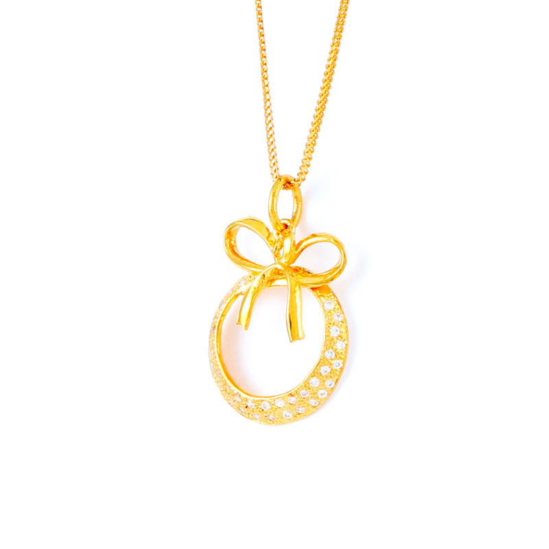 22KT YELLOW GOLD STONE STUDDED PENDANT (PE0001667)