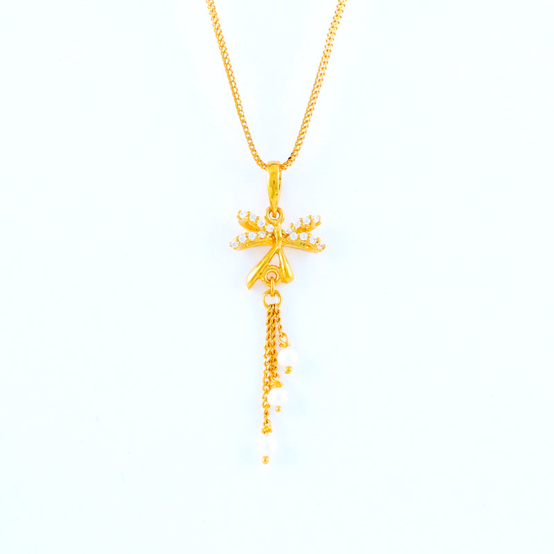 22KT YELLOW GOLD STONE STUDDED PENDANT (PE0001670)