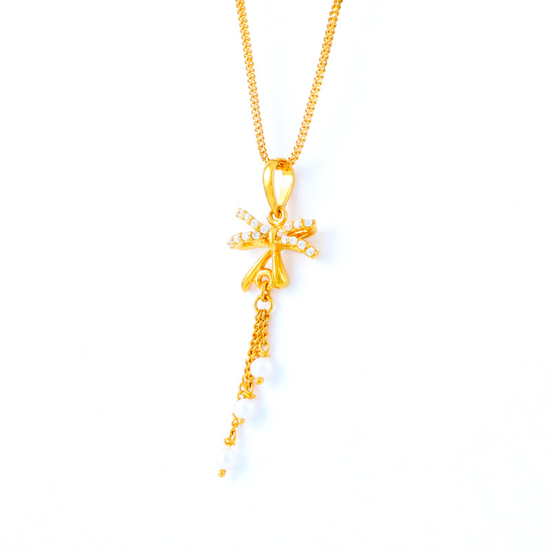 22KT YELLOW GOLD STONE STUDDED PENDANT (PE0001670)