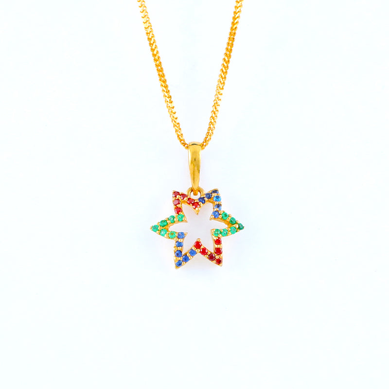 22KT YELLOW GOLD STONE STUDDED PENDANT (PE0001674)