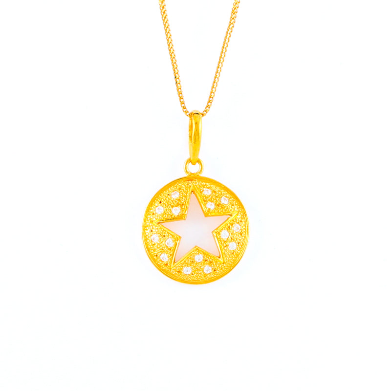 22KT YELLOW GOLD STONE STUDDED LADIES PENDANT (PE0001677)