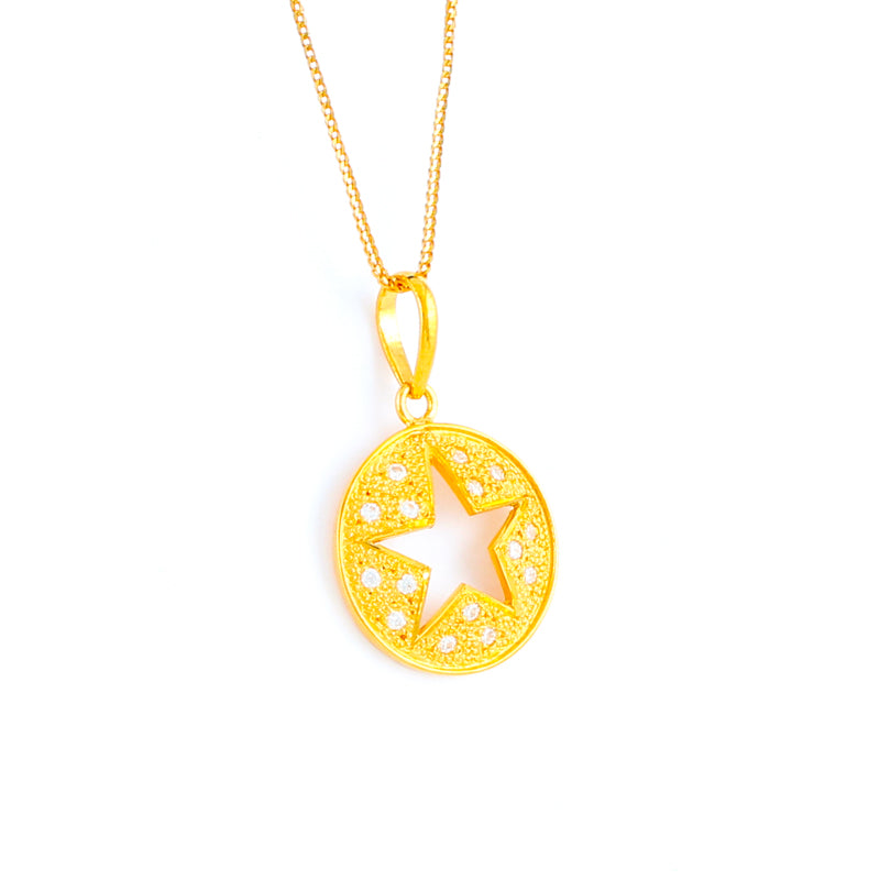 22KT YELLOW GOLD STONE STUDDED LADIES PENDANT (PE0001677)