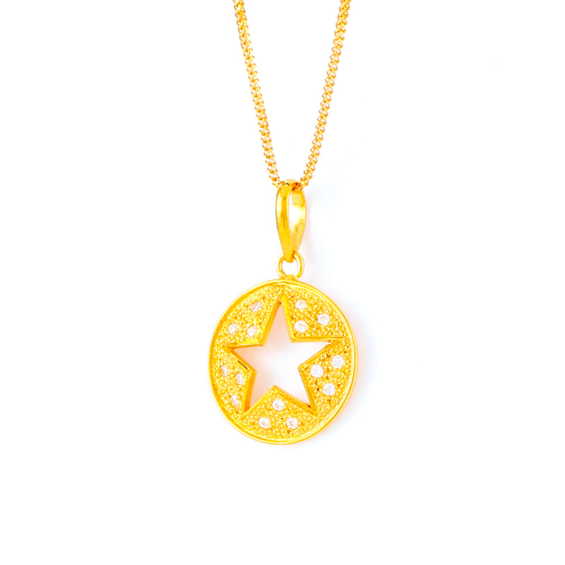 22KT YELLOW GOLD STONE STUDDED LADIES PENDANT (PE0001677)